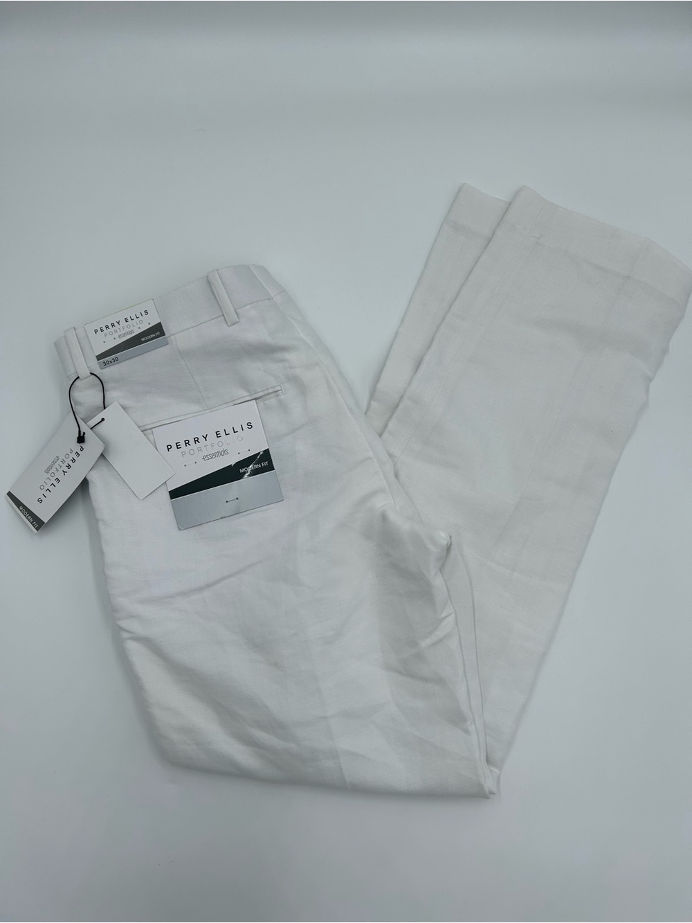 Perry Ellis Men’s Linen Blend White Dress Pants 30 x 30 NWT